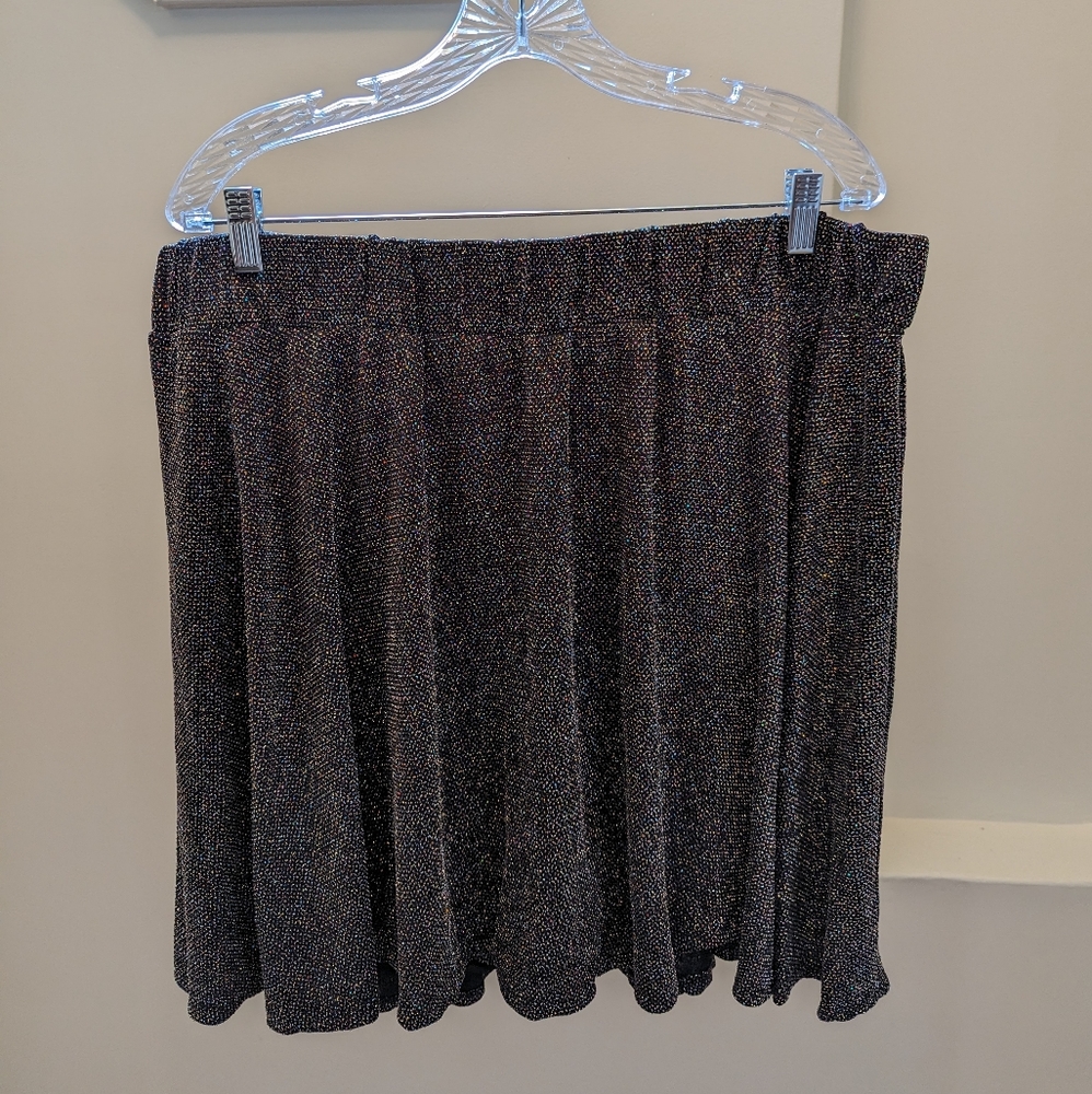 Women's Black Rainbow Sparkle Skater Skirt White Birch 2X
